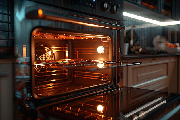 Photo detailed view of oven in modern kitchen cooking and baking