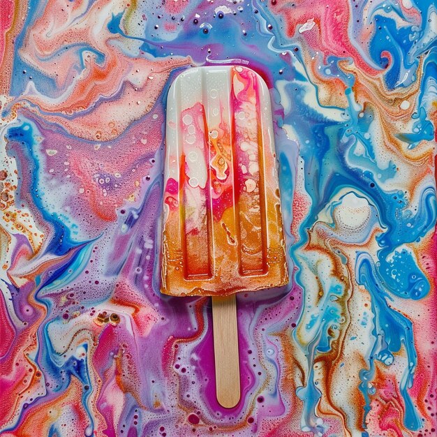 Photo a detailed view of a popsicle melting in the summer sun