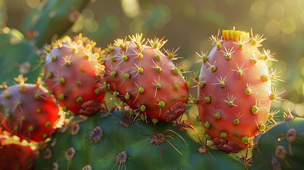 A Detailed View of a Prickly Pear Cactus Fruit