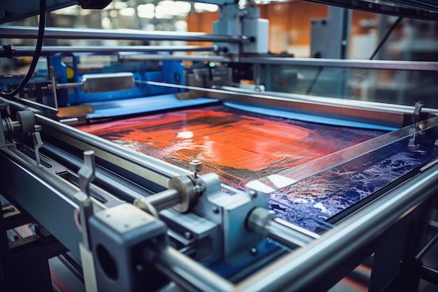 Photo a detailed view of a screen printing frame in an industrial setting