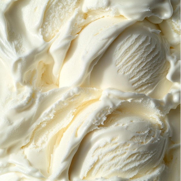 A detailed view showcasing a scoop of white vanilla or lemon ice cream