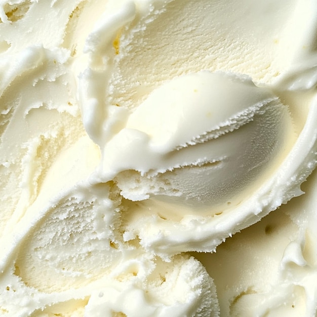 A detailed view showcasing a scoop of white vanilla or lemon ice cream