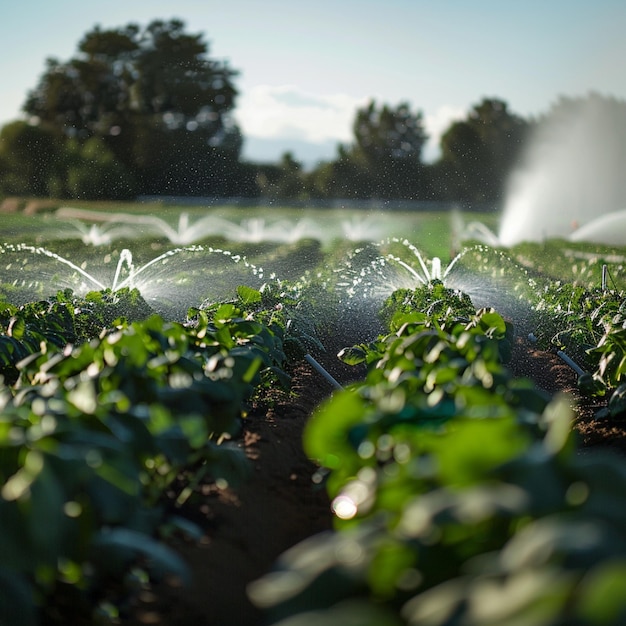 Detailed view of a smart irrigation system in operation