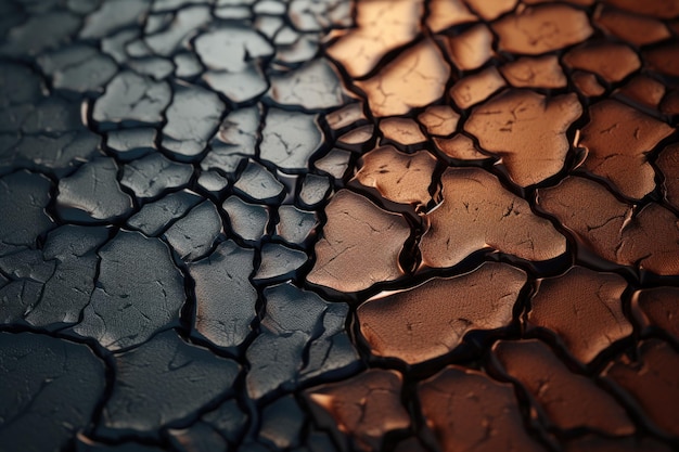 A detailed view of a surface with cracks highlighted by water droplets This image can be used to depict concepts such as vulnerability resilience or the effects of weathering