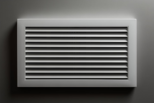 Photo detailed view of a vent on a wall showing the metal grille and surrounding surface