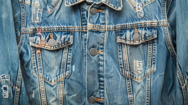 Detailed Vintage Denim Jacket with Distinct Stitching and Buttons