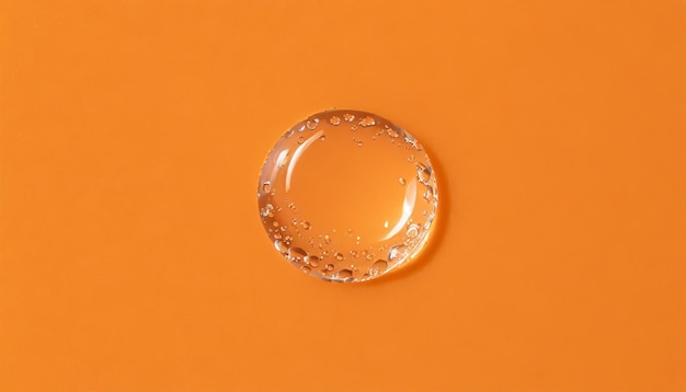 Detailed Water Droplet on an Orange Backdrop