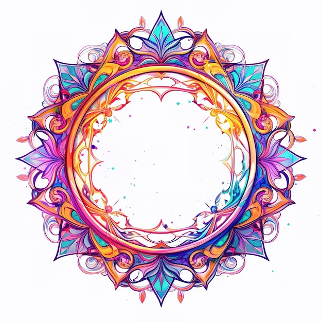 detailed watercolor circle Frame