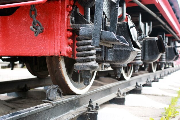 Details of the metal parts of the old vintage railway train