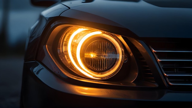 Photo details of the modern car headlamp