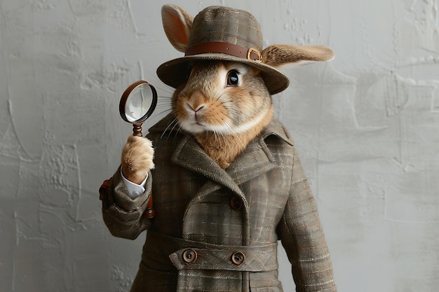 Detective Bunny with Magnifying Glass