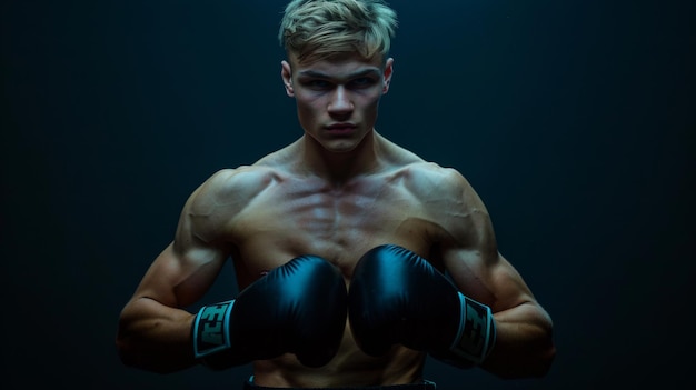 Photo determined boxer ready to fight