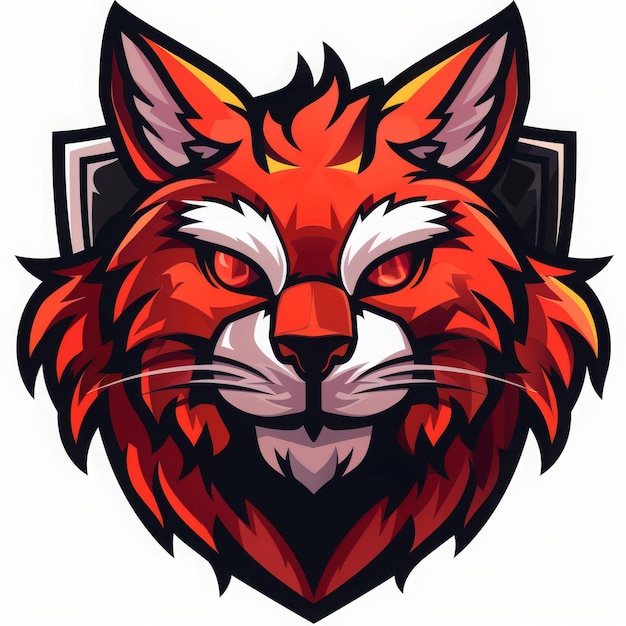 Determined Red Lynx Gazes Intensely in Cartoon Style