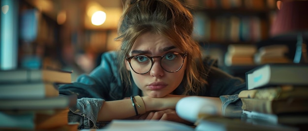 Photo determined teacher reviewing challenging exams with concentration in classroom