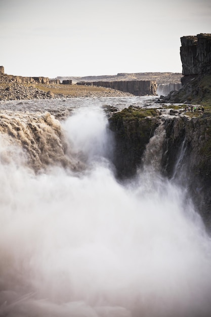 Dettifoss Waterfall in Iceland at overcast weather