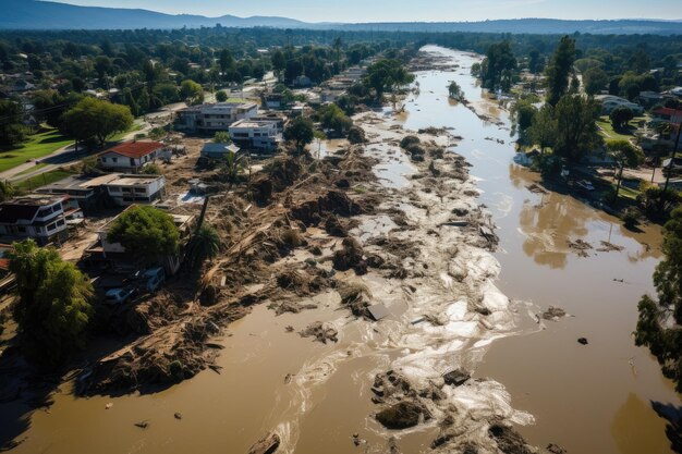 Devastating tsunami portraying the immense destruction and chaos left in its wake