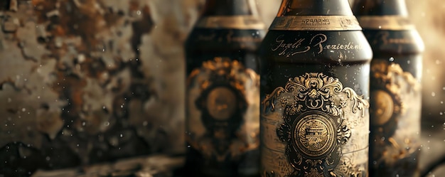 Develop a vintageinspired beer bottle label template with ornate flourishes