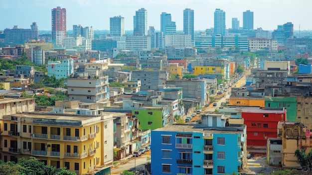 A developing country39s capital city with IMF loan approval headlines in the foreground