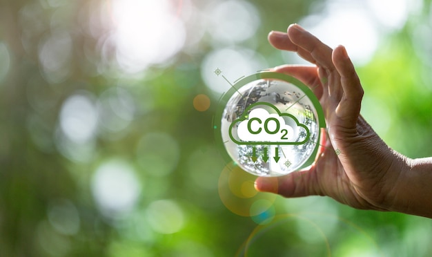 Developing sustainable CO2 concepts and low reduce CO2 emissions and carbon footprint to limit global warming and climate change sustainable environmental management Greenhouse from renewable energy