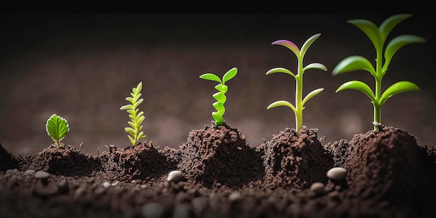 development of seedling growth planting seedlings young plant in the morning light