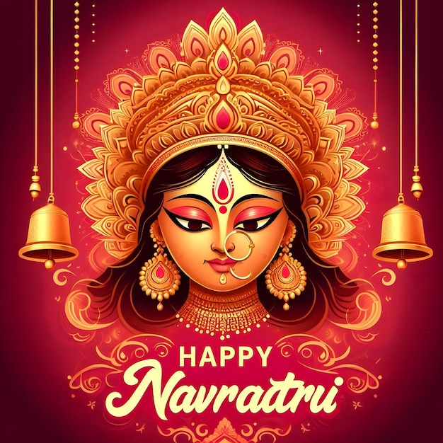 Photo devi durga goddessimage happy navratri wishes or sharadiya navratri greeting card design social post