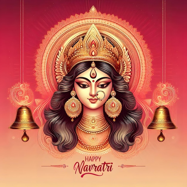 Photo devi durga goddessimage happy navratri wishes or sharadiya navratri greeting card design social post