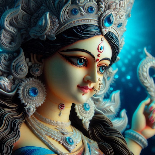 Photo devi durga ma beauty worshiped in stunning durga idol during navratri