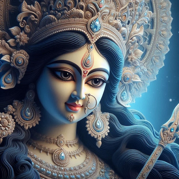 Devi Durga ma radiant face brings joy to Navratri Puja celebrations