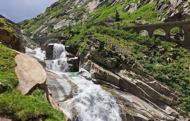 Devil's bridge on the Swiss alps