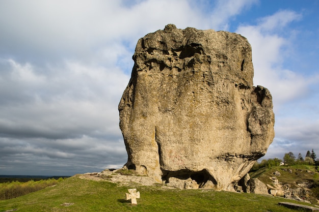 Devil's rock in Pidkamin, Lviv region, West Ukraine (summer landscape)