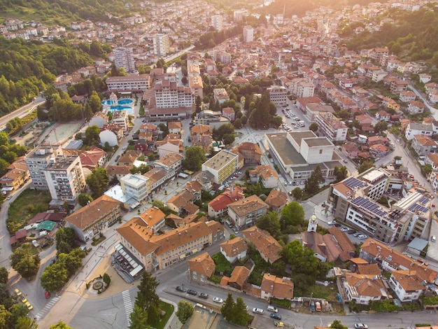 Devin Bulgaria Aerial view to the small city in the mountains