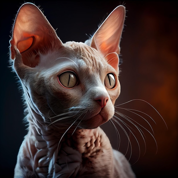 Devon Rex. Cat Breeds. Adorable image of a cat with sparkling eyes.