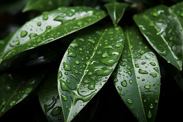 Dew on Avocado Leaves in Morning Light