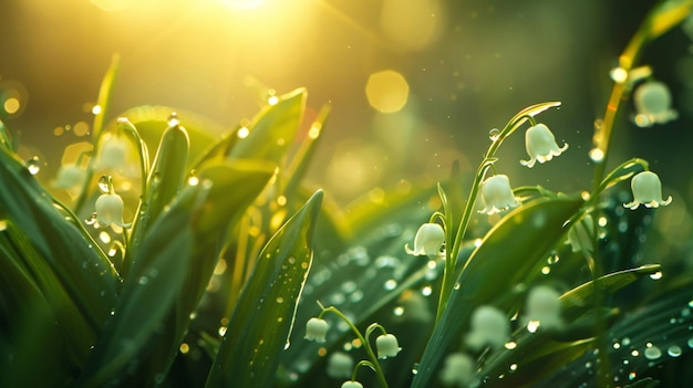 dew drops on a blade of grass in the morning