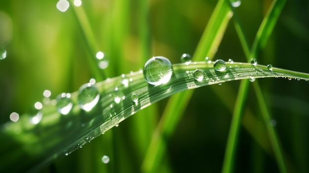 Dew drops on a blade of grass