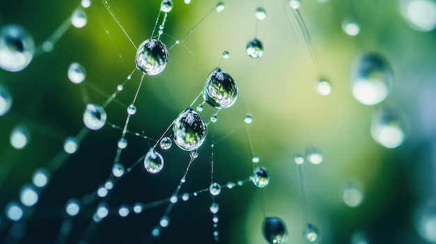 Photo dew drops on a spider web