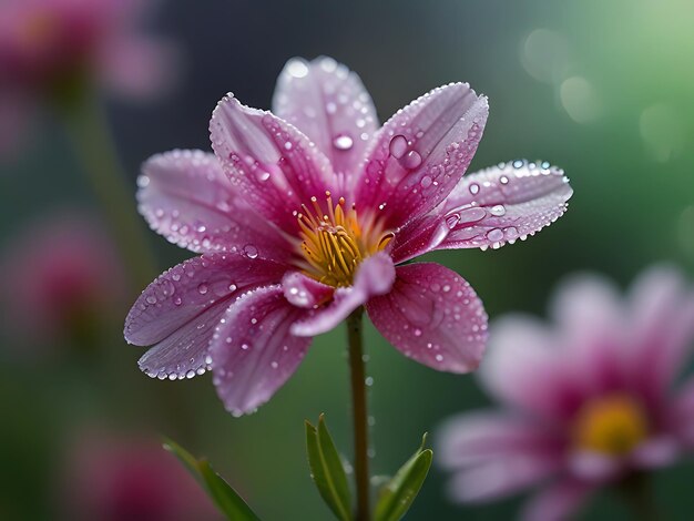 Dew Kissed Blossoms Captivating Macro Photography with Abstract Bokeh Backdrop