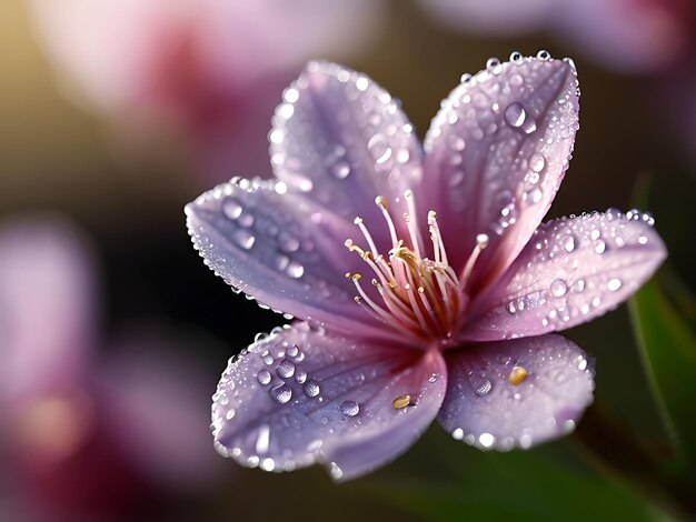 Dew Kissed Blossoms Captivating Macro Photography with Abstract Bokeh Backdrop