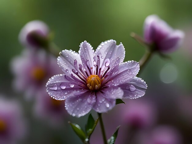 Dew Kissed Blossoms Captivating Macro Photography with Abstract Bokeh Backdrop