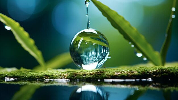 Photo dew of life earth day visual with nature and water drop