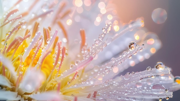 Photo dewdrops on a white flower petal macro