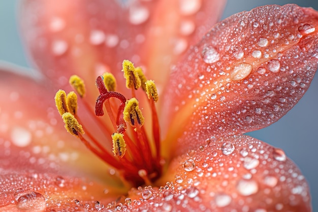 Photo dewkissed beauty a macro exploration of a vibrant flower revealing natures glimmering detail and intricate design