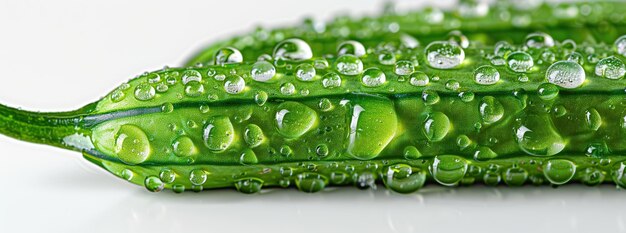 Photo dewy green bean pod