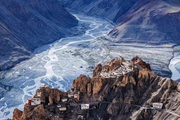 Dhankar monastry perched on a cliff in Himalayas, India