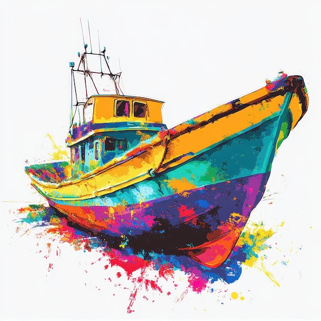 Dhow illustration in colorful pop art style