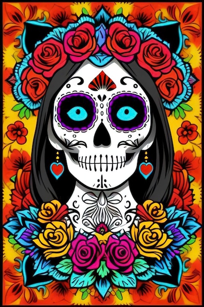 Dia de los Muertos aka Day of the Dead and La Catrina illustration