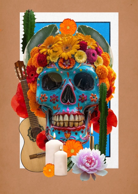 Dia de los muertos collage design