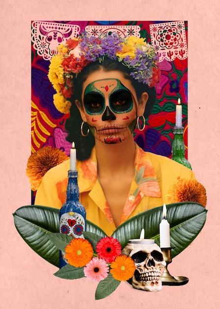 Dia de los muertos collage design