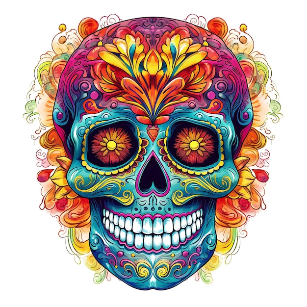 Dia de los Muertos Day of the Dead Traditional mexican floral Sugar skull or halloween holiday