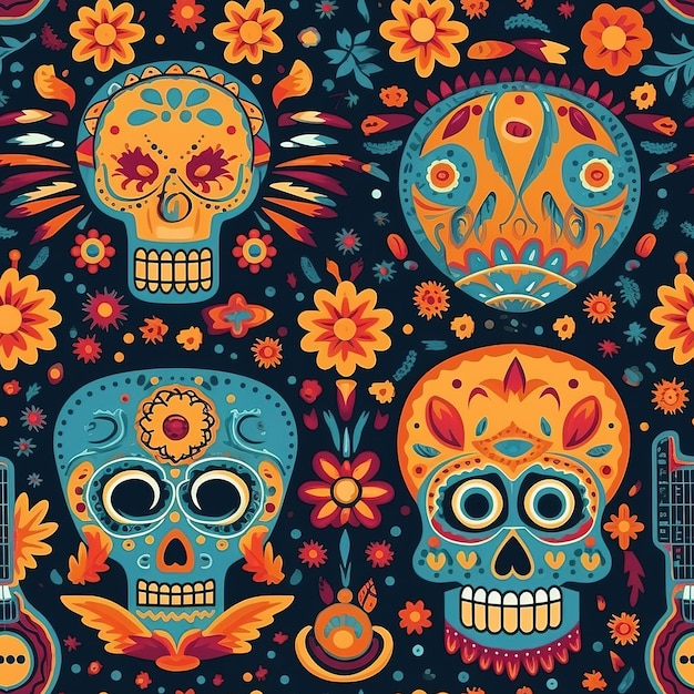 dia de los muertos skull wallpaper